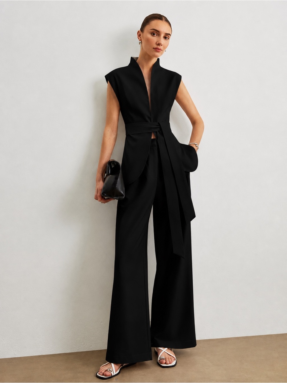 Commense Belted Peplum Top - Picture 3 of 4